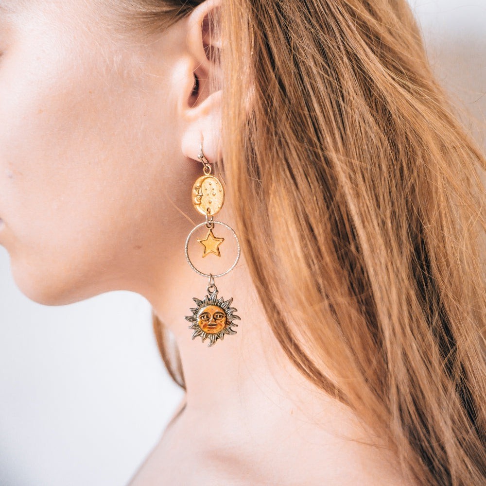 Vintage Sun and Moon Earrings