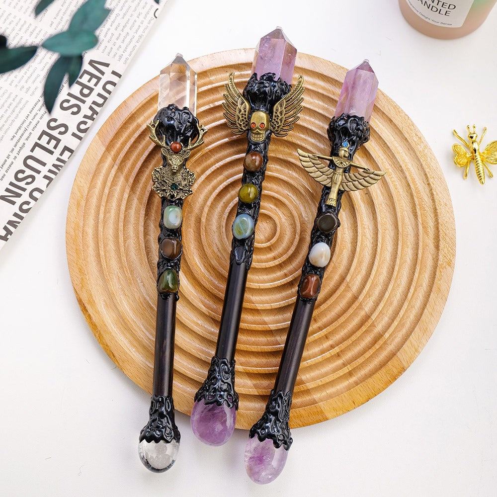 Ethereal retailer Wand Pyrite and Antler | Anita Apothecary, Witch Wand, Witches wand, Aura crystal wand, witchcraft wand, Aura Points