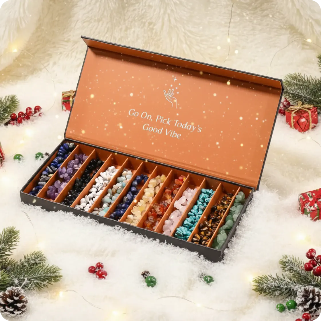 12 Natural Crystal Bracelets in a Box