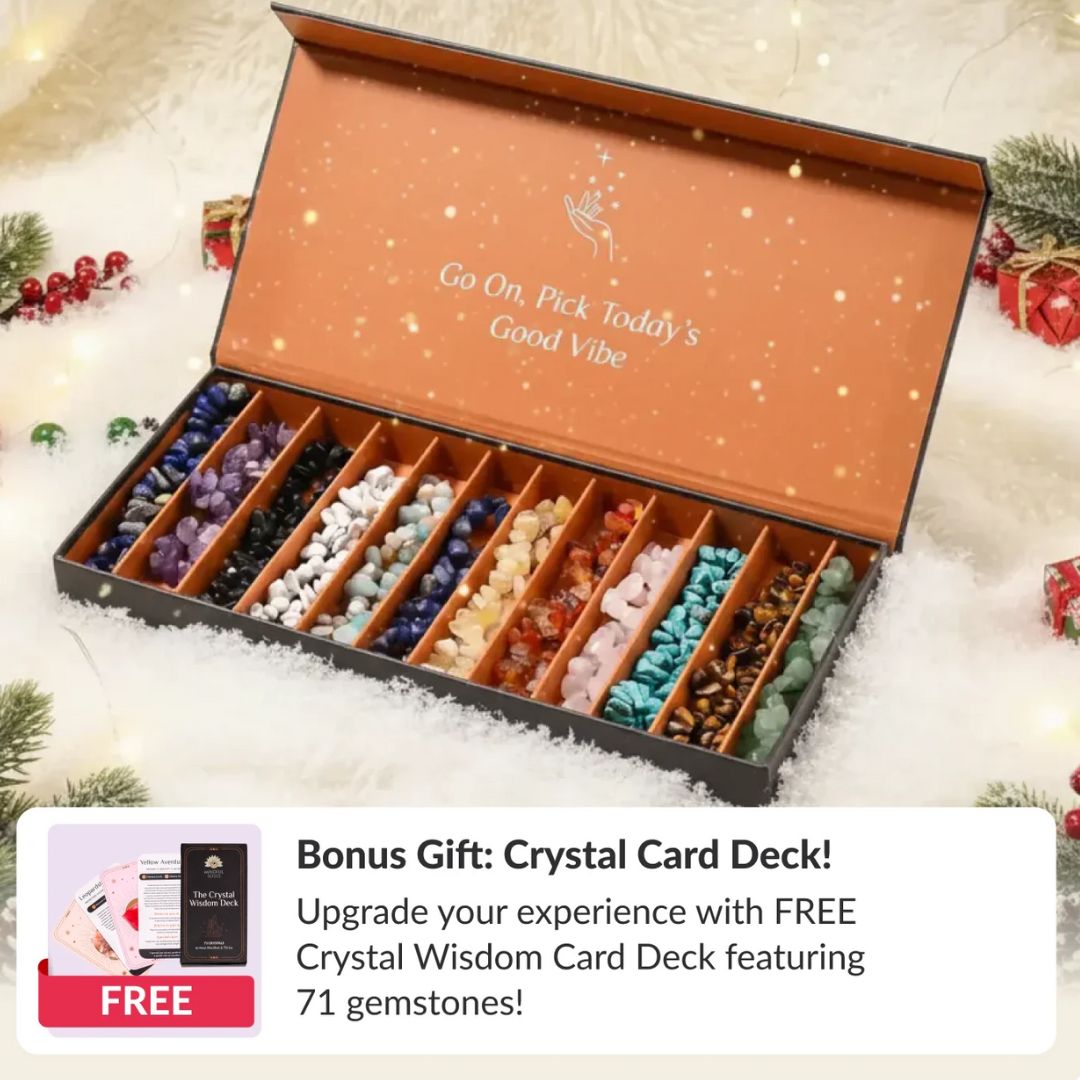 12 Natural Crystal Bracelets in a Box + FREE Crystal Wisdom Deck