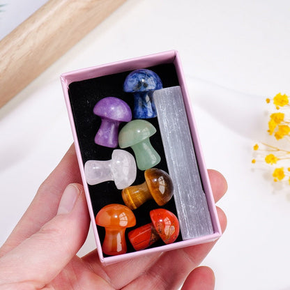 Chakra Crystal Mushrooms Set