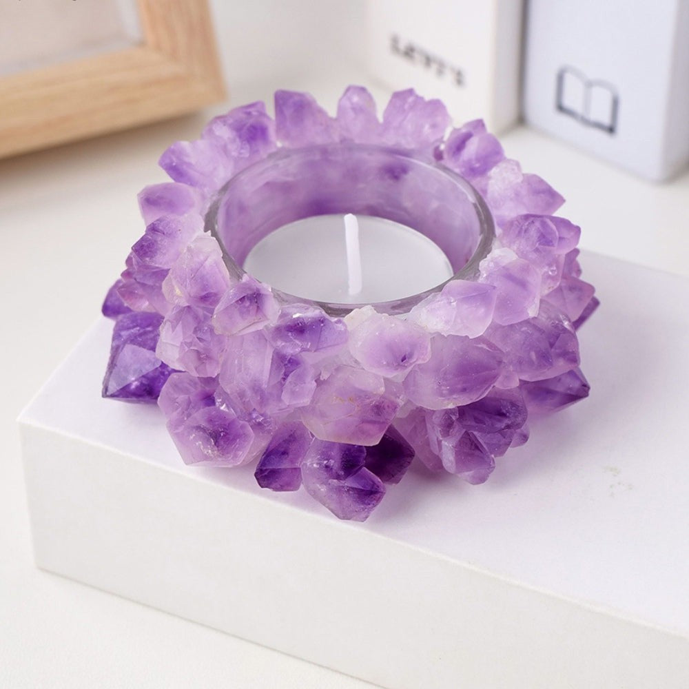 Purple Amethyst Crystal Candle Holder