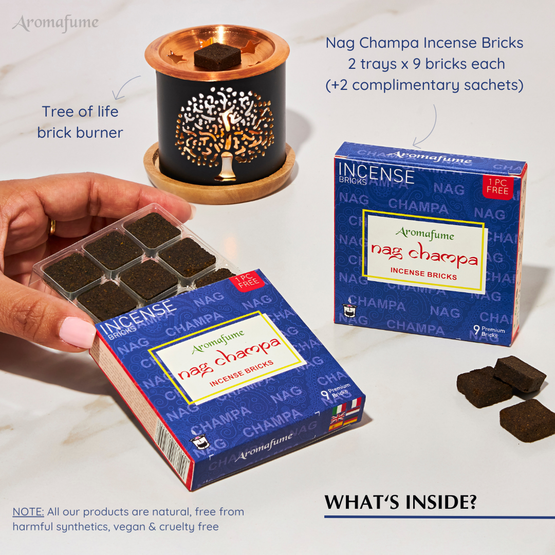 Nag Champa Incense Bricks and Burner Set