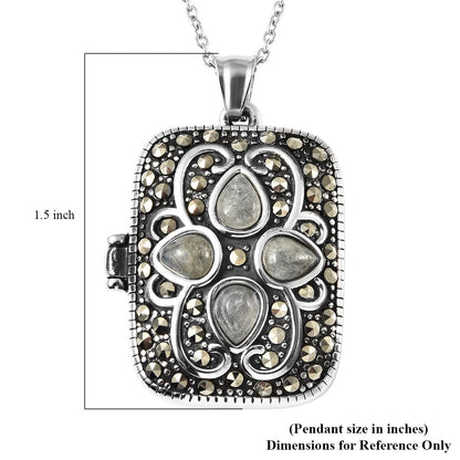 Malagasy Labradorite & Swiss Marcasite Locket – For Inner Vision & Intuition