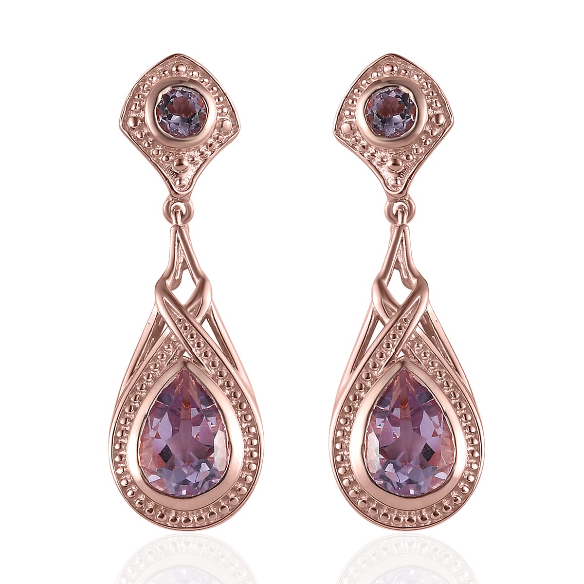 EverTrue Rose De France Amethyst Earrings — Elegant Grace & Healing Energy
