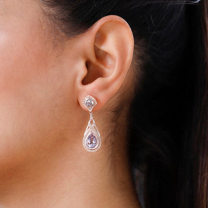 EverTrue Rose De France Amethyst Earrings — Elegant Grace & Healing Energy