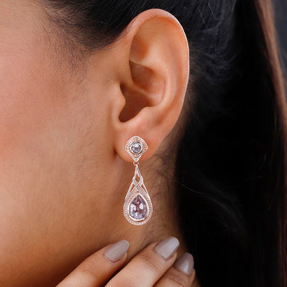 EverTrue Rose De France Amethyst Earrings — Elegant Grace & Healing Energy