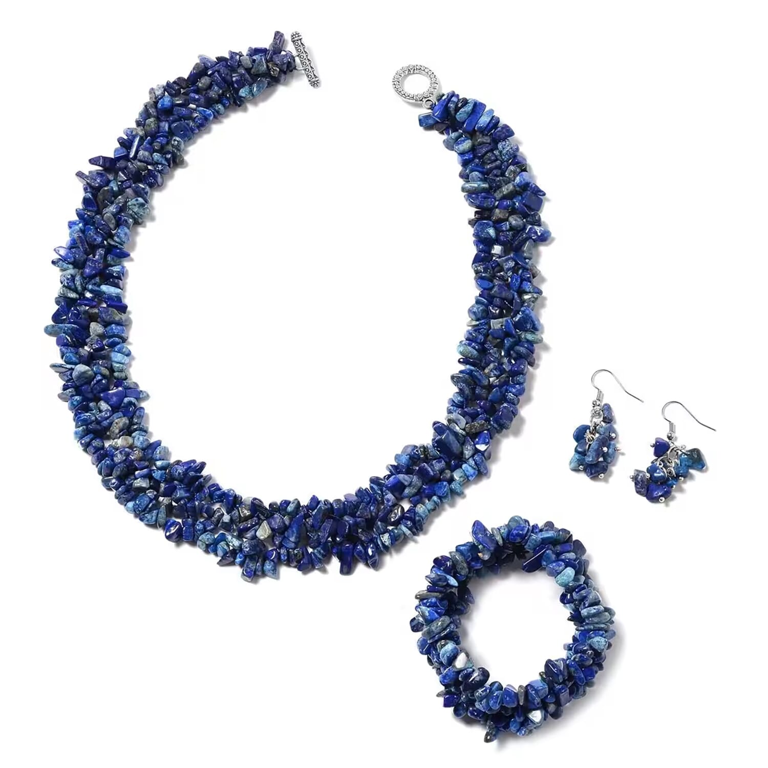 Boho Gemstone Jewelry Set – Necklace, Bracelet & Earrings