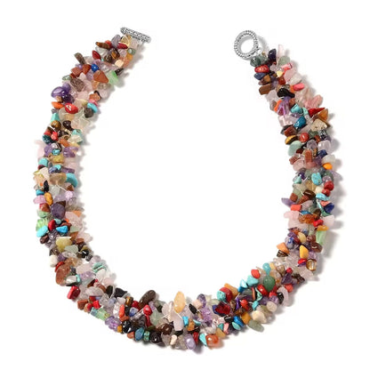 Bold Multi-Gemstone Jewelry Set – Stretch Bracelet, Necklace & Earrings