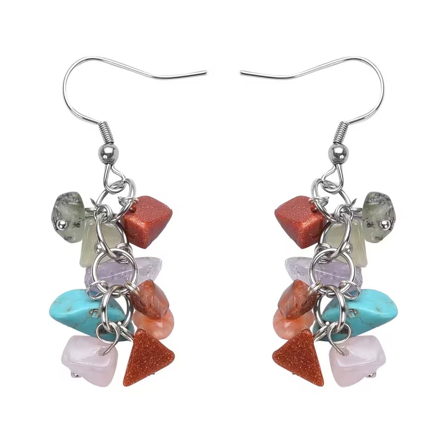 Bold Multi-Gemstone Jewelry Set – Stretch Bracelet, Necklace & Earrings