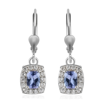 Tanzanite and Zircon Leverback Earrings