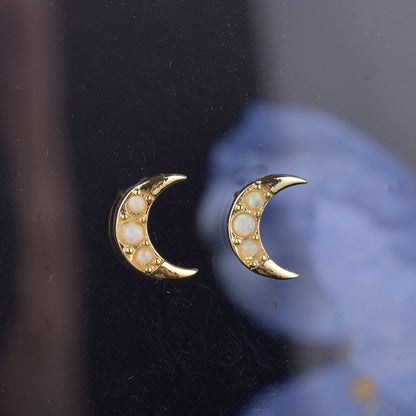 Crescent Moon Celestial Opal Earrings