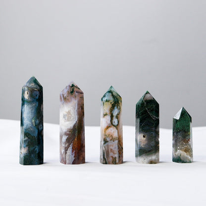 Green Moss Agate Crystal Point