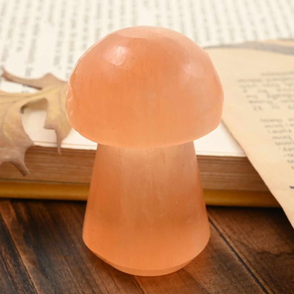 Selenite Crystal Mushroom Figurine