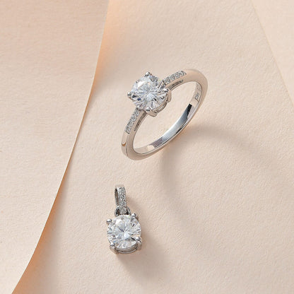 Moissanite Solitaire Ring & Pendant Set – Radiant Elegance for Every Occasion