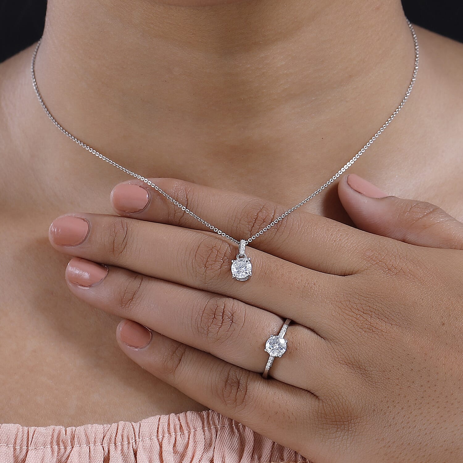 Moissanite Solitaire Ring & Pendant Set – Radiant Elegance for Every Occasion