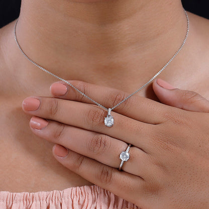 Moissanite Solitaire Ring & Pendant Set – Radiant Elegance for Every Occasion