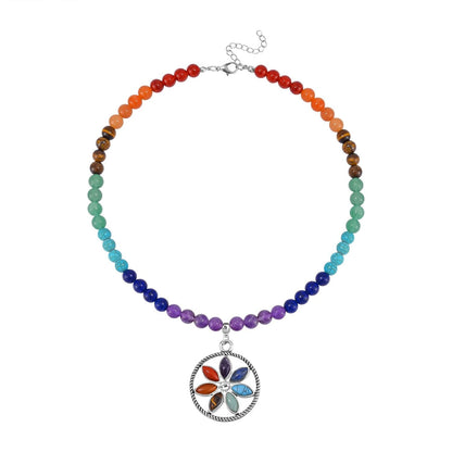 Seven Chakra Beaded Necklace & Bracelet Set – Multi-Gemstone Design