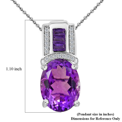 African Amethyst and White Zircon Pendant Necklace