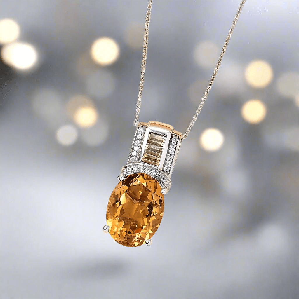 Brazilian Citrine and White Zircon Necklace