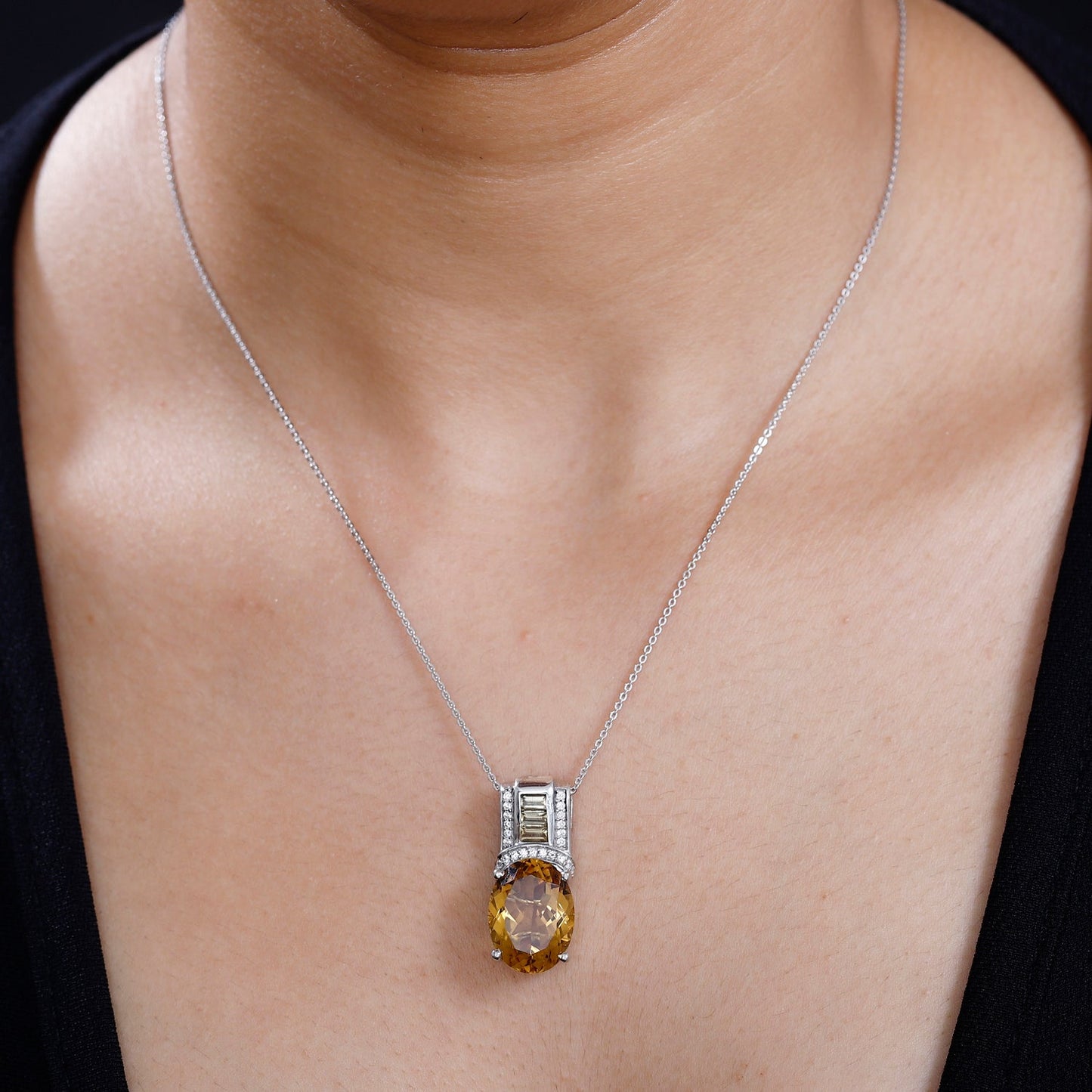 Brazilian Citrine and White Zircon Necklace