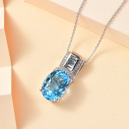 Sky Blue Topaz and Zircon Necklace