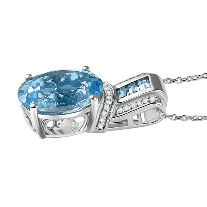 Sky Blue Topaz and Zircon Necklace