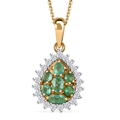 Emerald and White Zircon Necklace