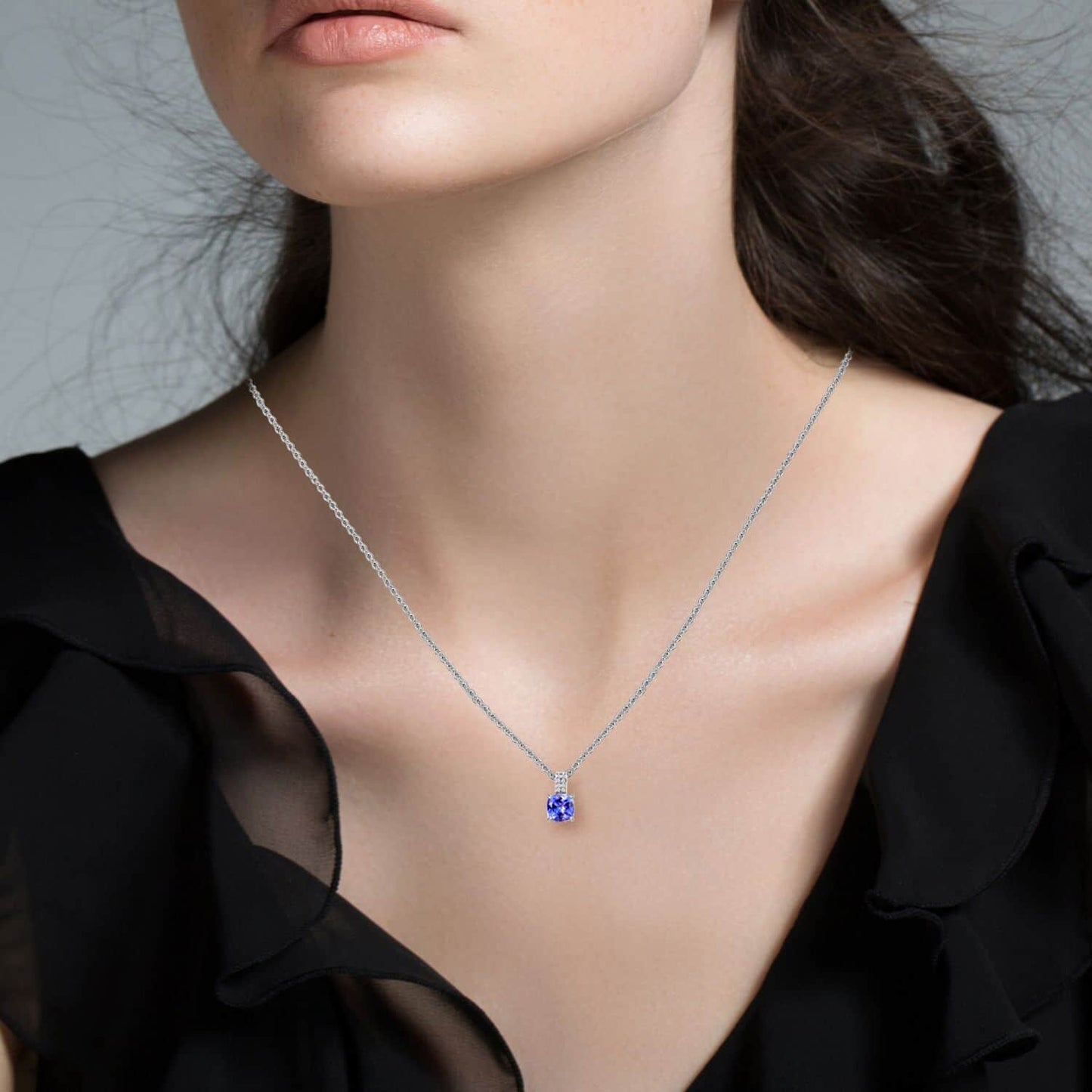 Tanzanite Bridal Pendant Necklace