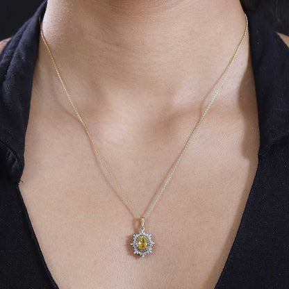 Yellow Sapphire Sunburst Pendant