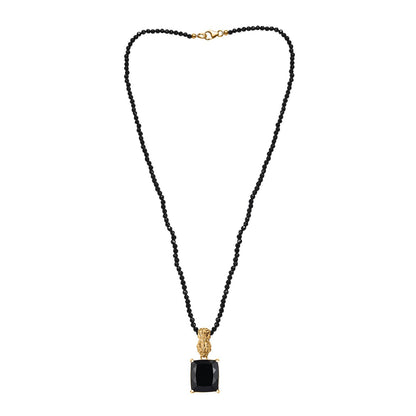 Pixiu Pendant Necklace with California Black Jade and Spinel Beads