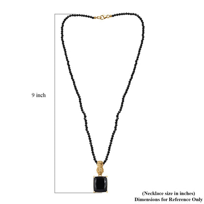 Pixiu Pendant Necklace with California Black Jade and Spinel Beads