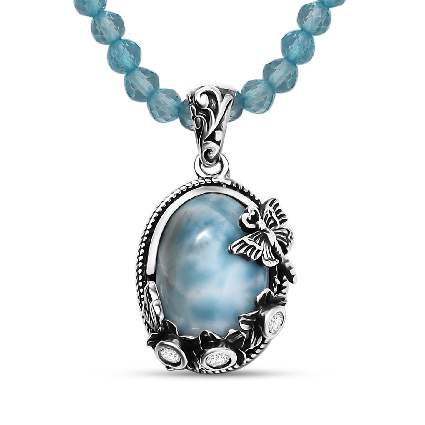 Caribbean Larimar Pendant - Artisan Crafted Stress Relief Talisman