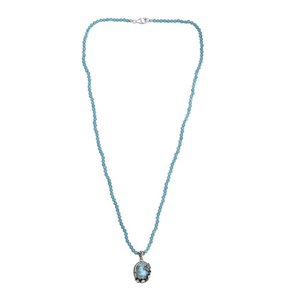Caribbean Larimar Pendant - Artisan Crafted Stress Relief Talisman
