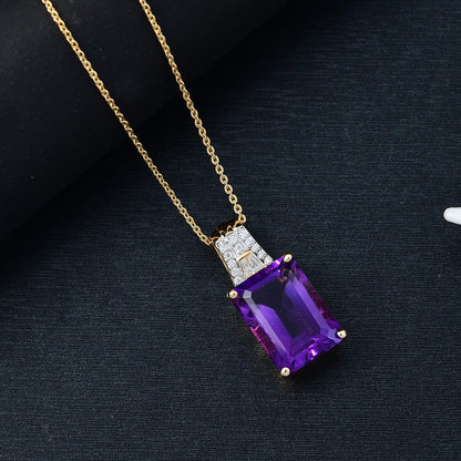 Lusaka Amethyst & Moissanite Pendant – A Majestic Touch of Luxury (AAA Grade)
