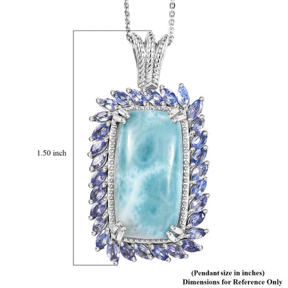DJOY Larimar & Tanzanite 17.80 ctw Ocean Waves Pendant Necklace – A Symphony of Tranquility and Elegance