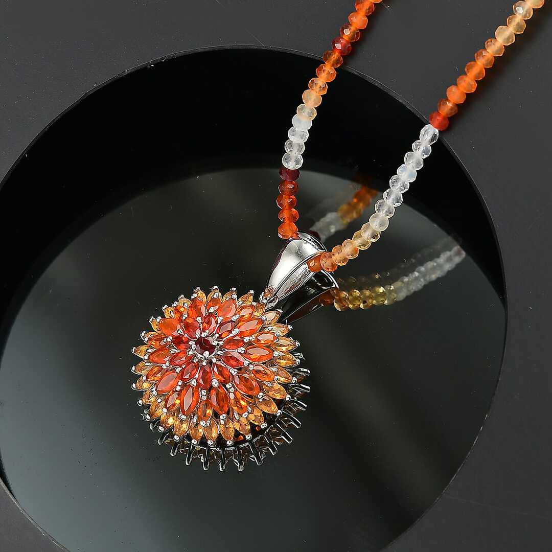 Chrysanthemum Flower Pendant Necklace in Sterling Silver