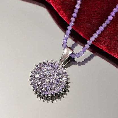 Chrysanthemum Flower Pendant Necklace in Sterling Silver