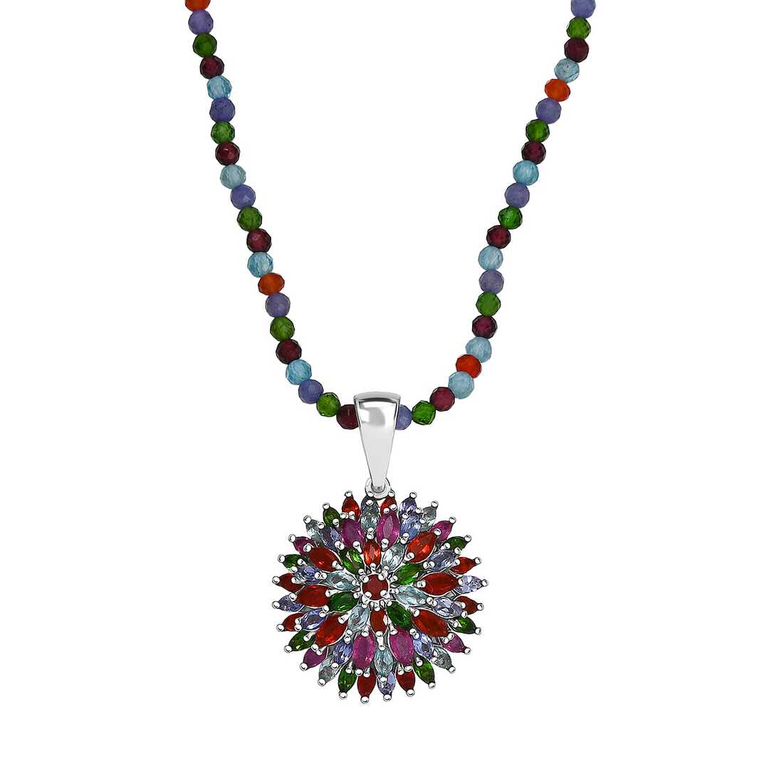 Chrysanthemum Flower Pendant Necklace in Sterling Silver