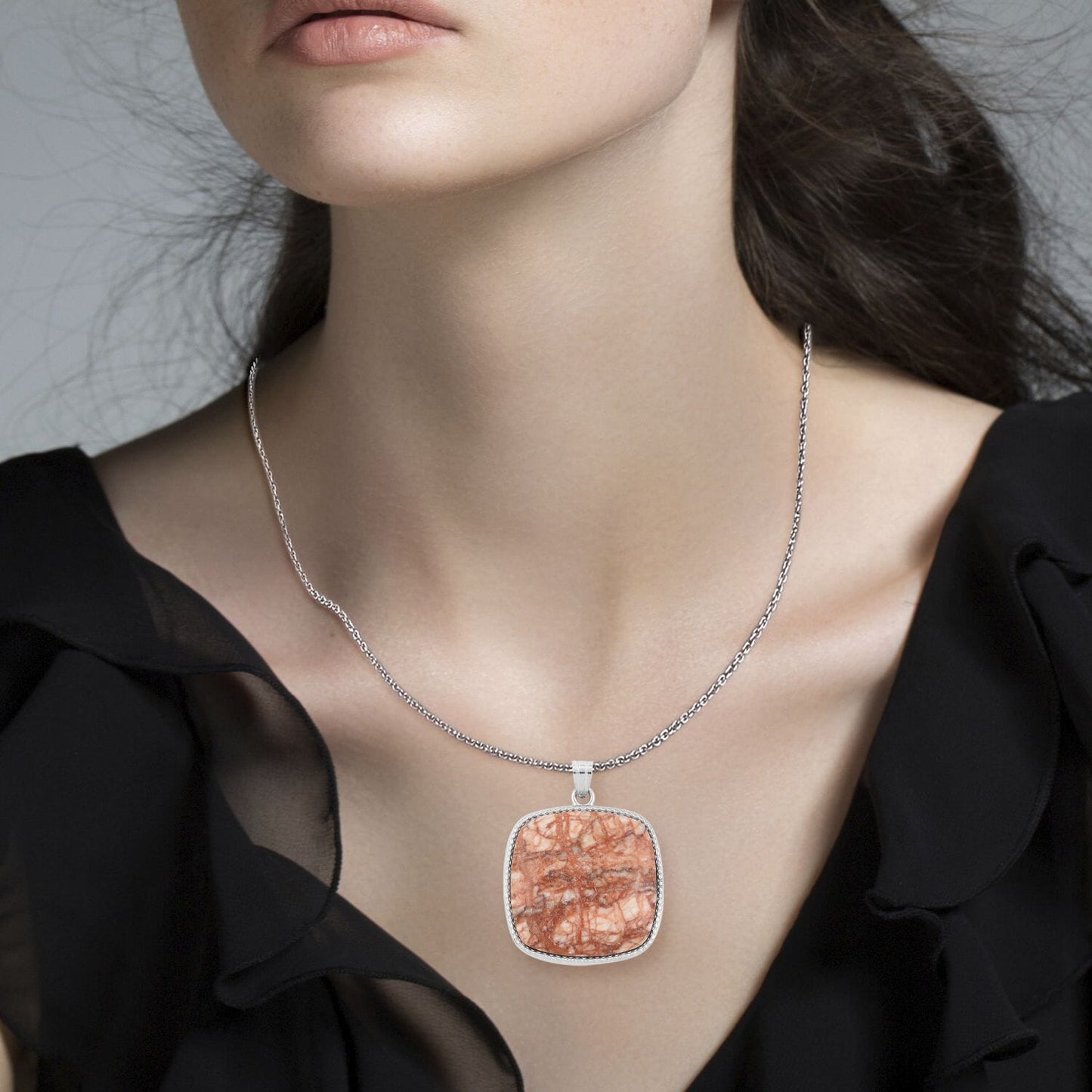 Pink Spiderweb Jasper Necklace – For the Freedom to Express Yourself