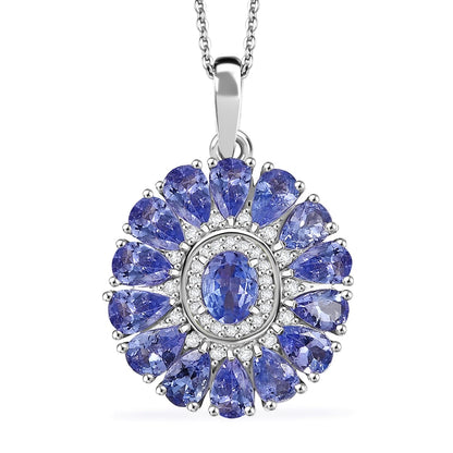 DJOY Tanzanite & White Zircon Blue Dahlia Flower Pendant Necklace – A Bloom of Elegant Beauty