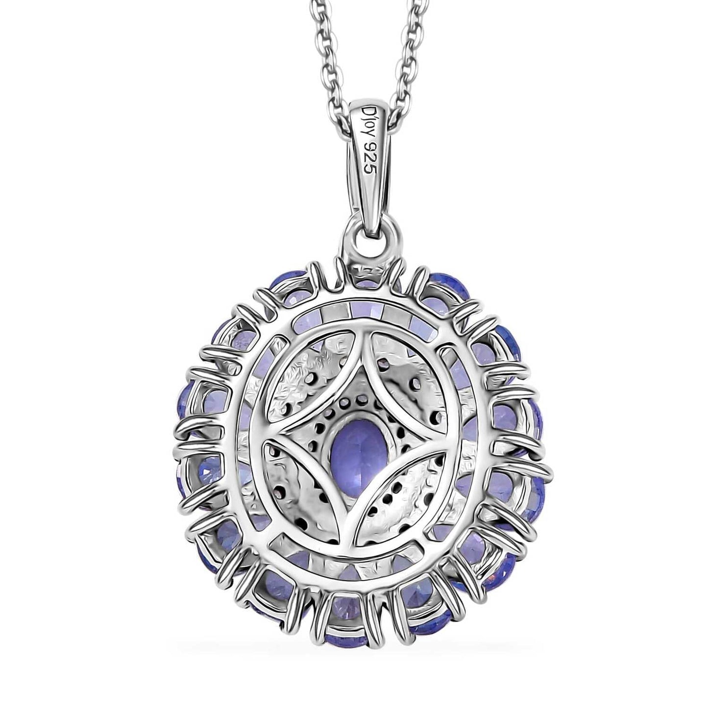 DJOY Tanzanite & White Zircon Blue Dahlia Flower Pendant Necklace – A Bloom of Elegant Beauty
