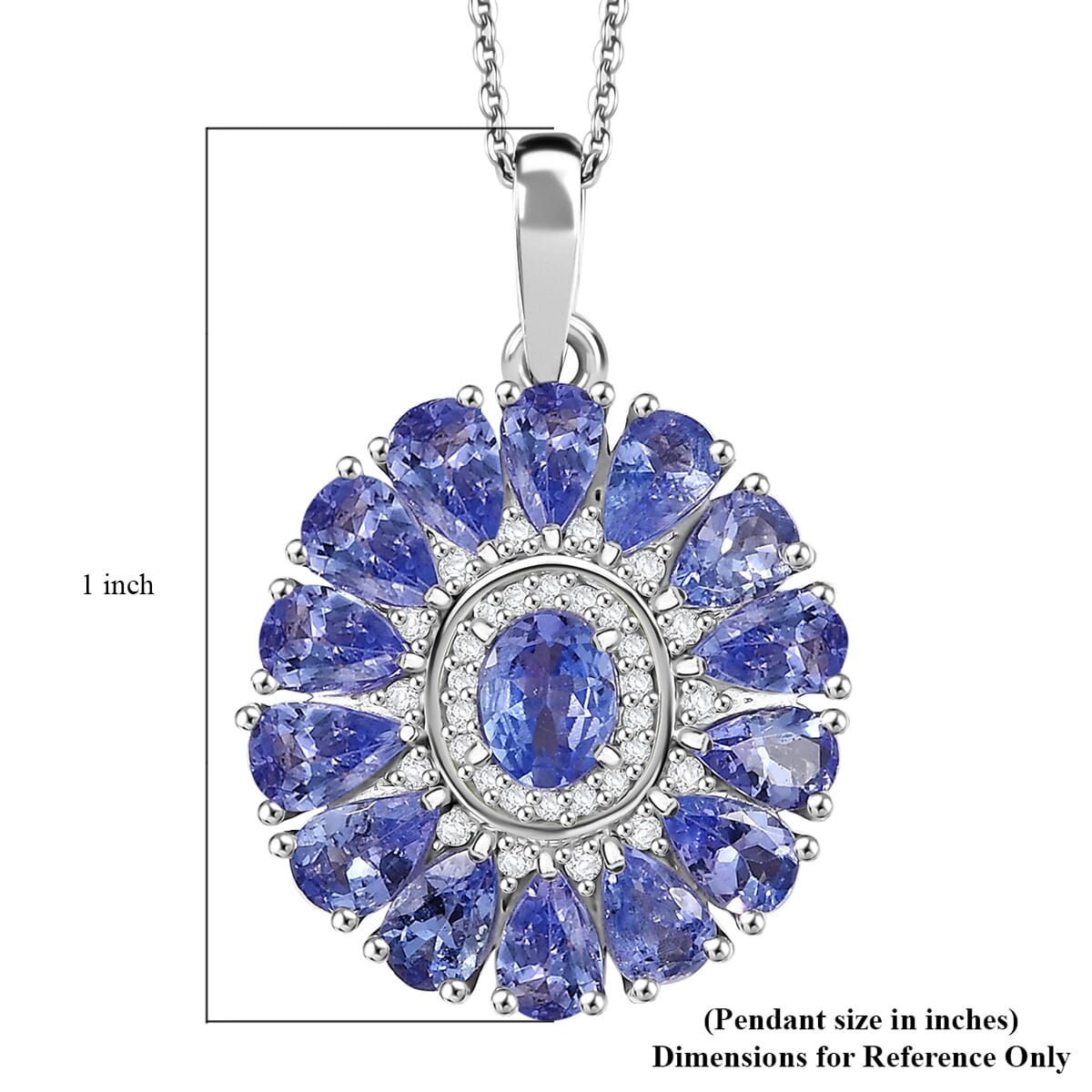 DJOY Tanzanite & White Zircon Blue Dahlia Flower Pendant Necklace – A Bloom of Elegant Beauty