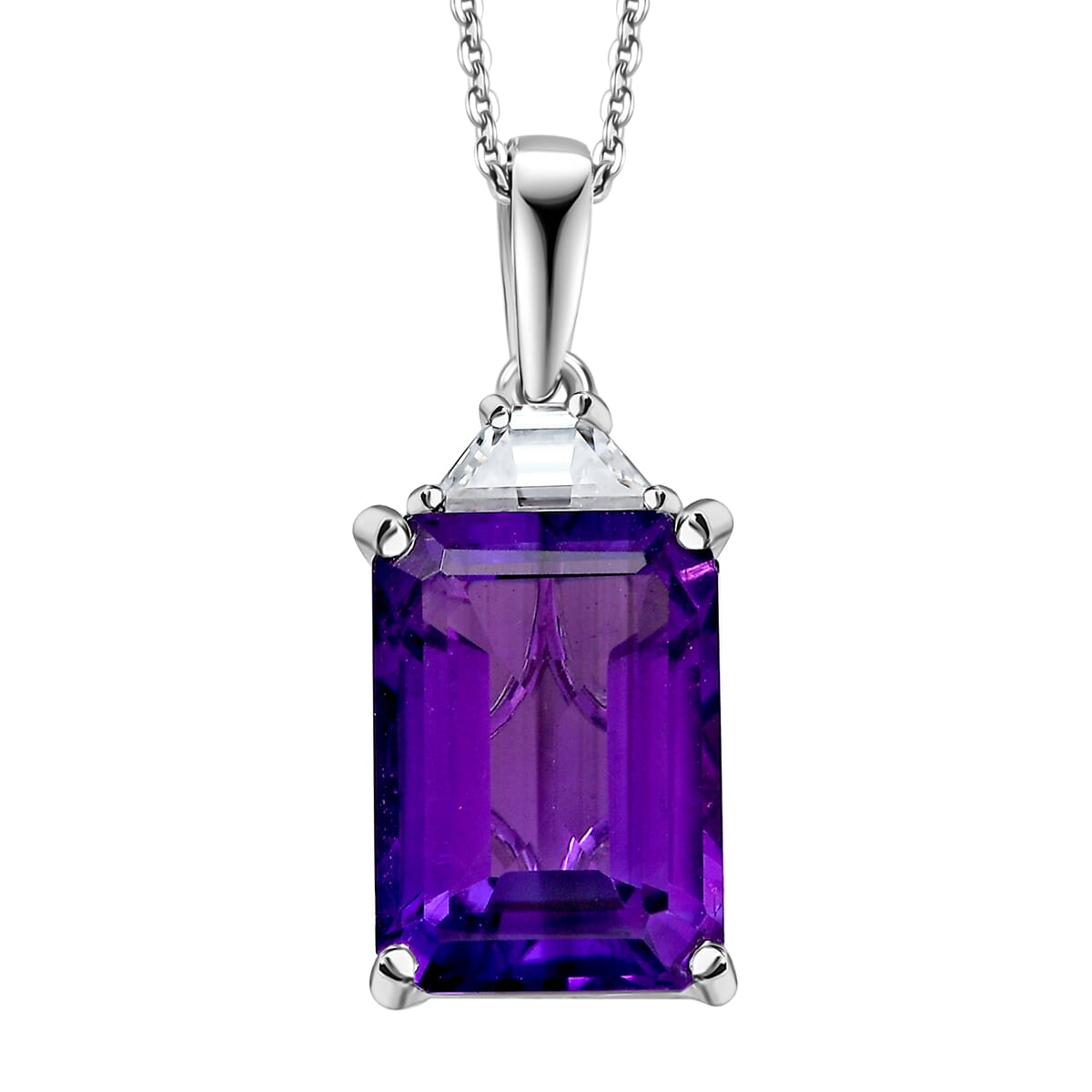 DJOY AAA Lusaka Amethyst & Moissanite Pendant Necklace – A Radiant Expression of Elegance