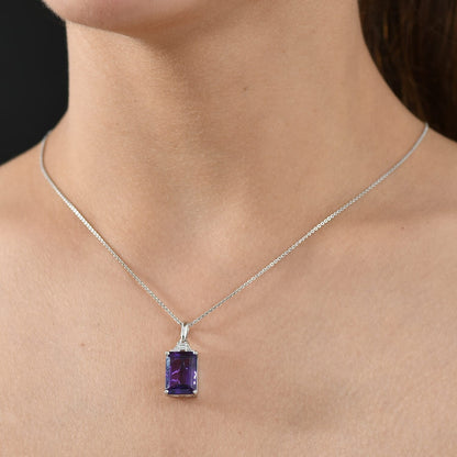DJOY AAA Lusaka Amethyst & Moissanite Pendant Necklace – A Radiant Expression of Elegance