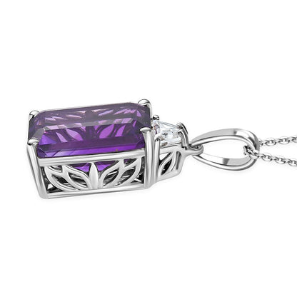 DJOY AAA Lusaka Amethyst & Moissanite Pendant Necklace – A Radiant Expression of Elegance