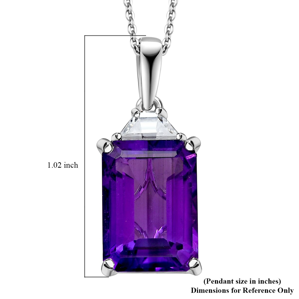 DJOY AAA Lusaka Amethyst & Moissanite Pendant Necklace – A Radiant Expression of Elegance
