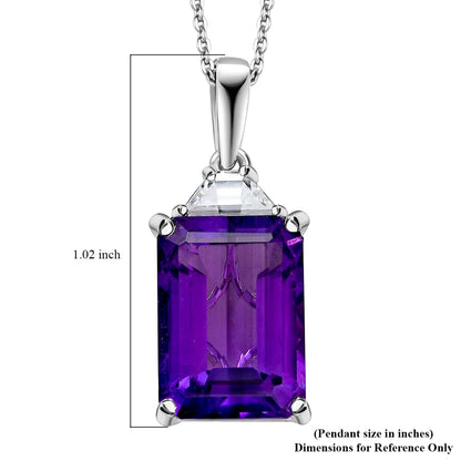 DJOY AAA Lusaka Amethyst & Moissanite Pendant Necklace – A Radiant Expression of Elegance