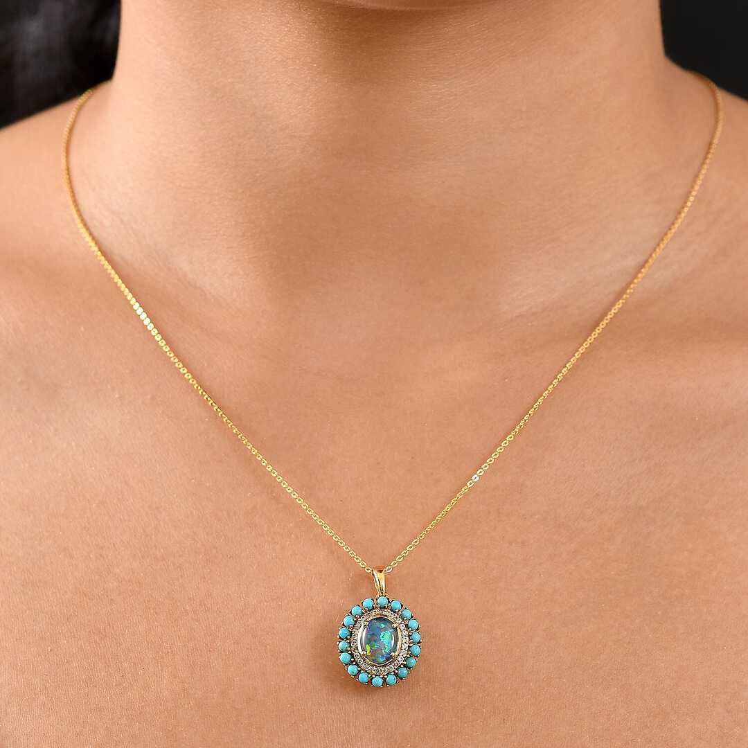 Elysian Opal & Multi Gemstone Night Sky Pendant Necklace