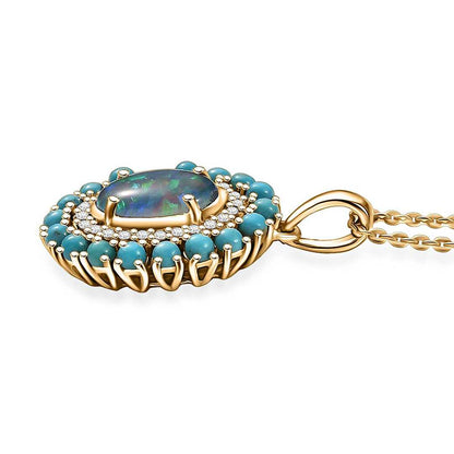Elysian Opal & Multi Gemstone Night Sky Pendant Necklace